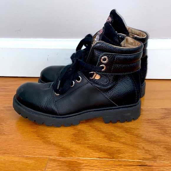 Cesare Paciotti Leather 29 Combat Boots Girls laces & Zipper - Picture 2 of 9